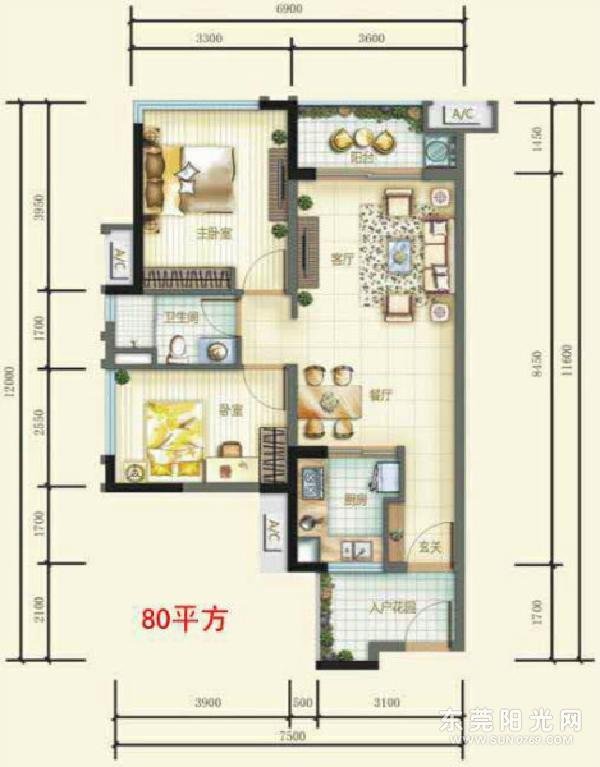 松山湖万科金域松湖80平两房家电齐全拎包入住 23